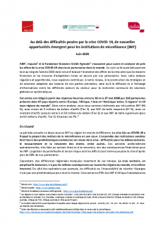 COVID 19- De nouvelles opportunités émergent pour les IMFs FR